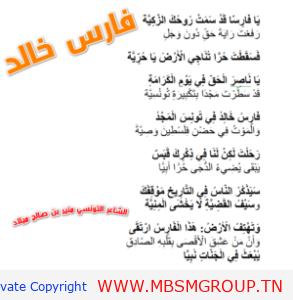 قصيدة فارس خالد للشاعر التونسي منير بن صالح ميلاد